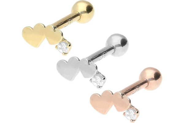 18Karat Echtgold Ohrpiercing Helix Tragus Herzen