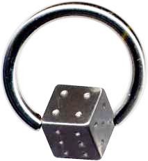 BCR Piercing Ring 5mm Würfel Stahl Klemmring Klemmkugelring