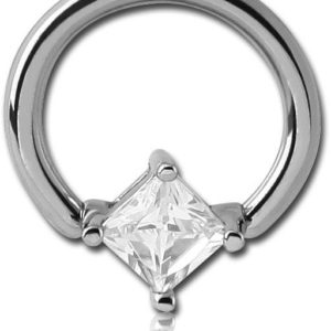 BCR Piercing Ring Kristall quadrat Kugel Klemmring 1,2 u 1,6 mm