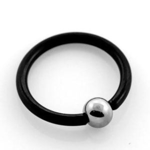 BCR Piercing Ring Schwarz mit Stahlkugel Klemmkugelring Klemmring