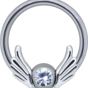 BCR Ring Kristall mit Flügel Klemmring Augenbrauen Piercing