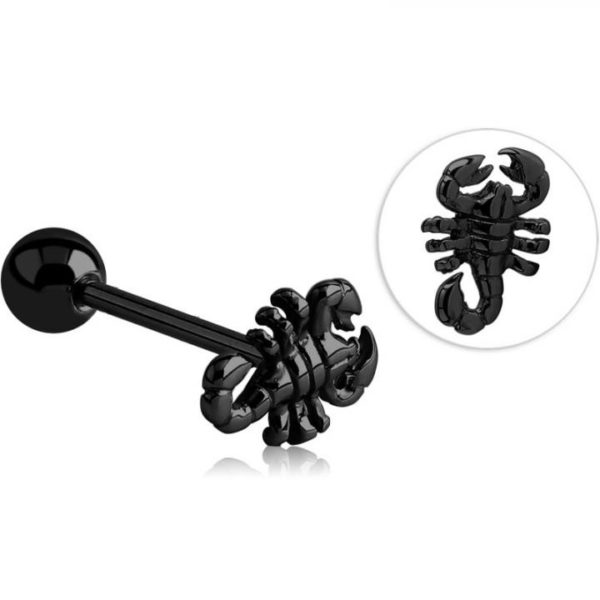 Barbell Piercing schwarz Motiv Skorpion Hantel 1.6mm Stärke