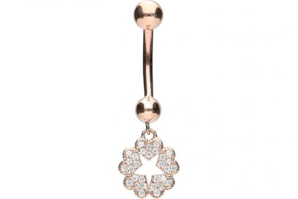 Bauchnabelpiercing 18karat Echtgold Roségold Herzen und Stern