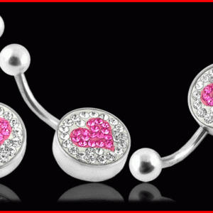 Bauchnabelpiercing Herz Klar-Pink flache Multi Kristallkugel