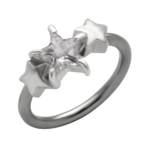 Bauchnabelpiercing Sterne Kristall BCR Piercing Ring Stahl o Titan