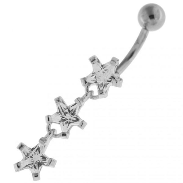 Bauchnabelpiercing Titan 925er Silber-Motiv drei Sterne