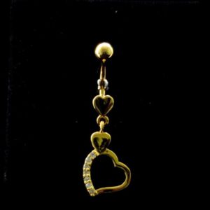 Bauchnabelpiercing Titan 925er Silber-Motiv goldfarbig Herzen