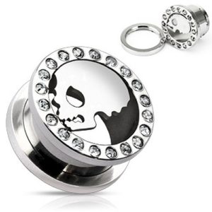 Flesh Tunnel Totenkopf Skull mit Strass Steinchen