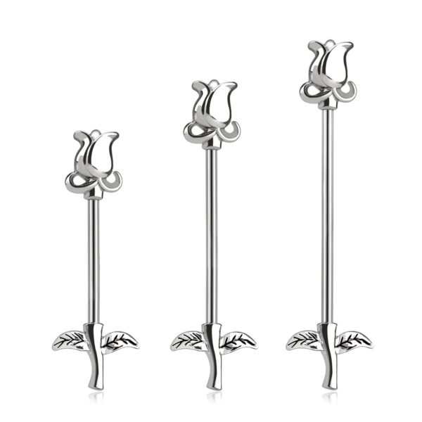 Industrial Barbell Chirurgenstahl mit Motiv Blume