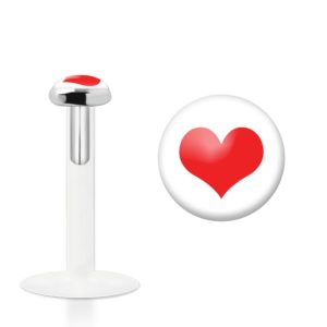 Labret Stecker Bioflex mit Steckaufsatz aus Silber und Logo-Motiv Love Herz