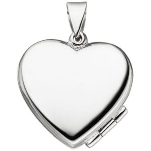 Medaillon Herz für 2 Fotos 925 Silber teil matt Herzmedaillon zum Öffnen CJ