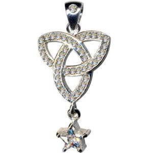 Modeschmuck Kettenanhänger aus 925er Silber Keltischer Knoten mit Stern und Zirkonia*