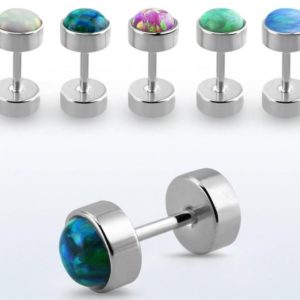 Ohr Piercing Fake Plug Chirurgenstahl mit synthetischem 8mm-Opal