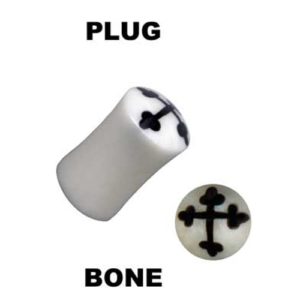 Ohr Plug Flesh Tunnel aus Bone Knochen für gedehnte Ohrlöcher mit Kreuz