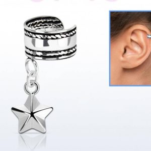 Ohrklemme Ear Cuff aus Silber mit Anhänger Stern