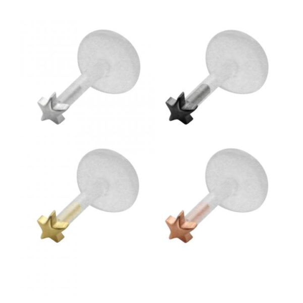 PTFE Tragus Labret Stern silber schwarz goldfarbig roségoldfarbig