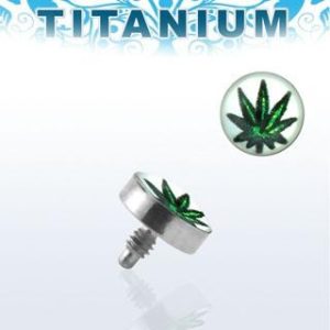 Piercing Microdermal 4mm-Aufsatz aus Titan mit Motiv Cannabis
