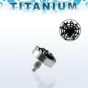 Piercing Microdermal 4mm-Aufsatz aus Titan mit Motiv Spinnennetz