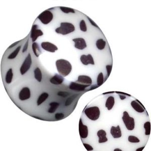 Plug Ohr Piercing Leopard Muster Schwarz/Weiß Acryl 14mm