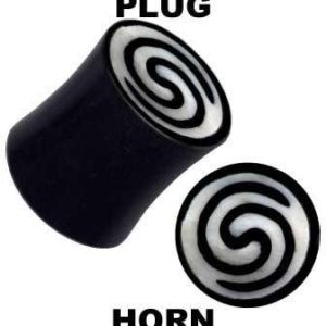 Plug Ohr Piercing Spirale aus Büffelhorn Organic schwarz