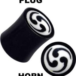 Plug Ohr Piercing mit Tribal Spirale aus Büffelhorn Organic schwarz