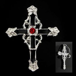 Reverse Bauchnabelpiercing Gothic Kreuz mit Kristallstein