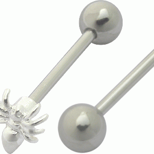 Zungenpiercing Barbell Spinne Silber Motiv Stahl 1.6mm x 16mm