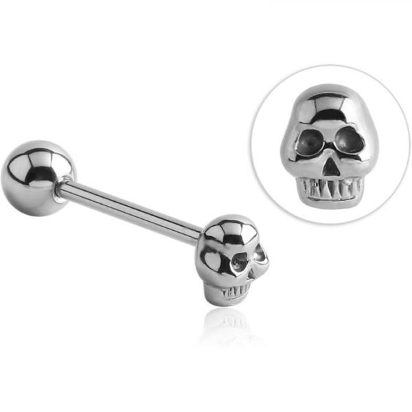 Zungenpiercing Barbell Totenkopf Gothic Motiv Stahl Hantel 1,6mm