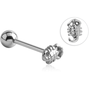 Zungenpiercing Barbell mit Skorpion Motiv Stahl Hantel 1,6mm