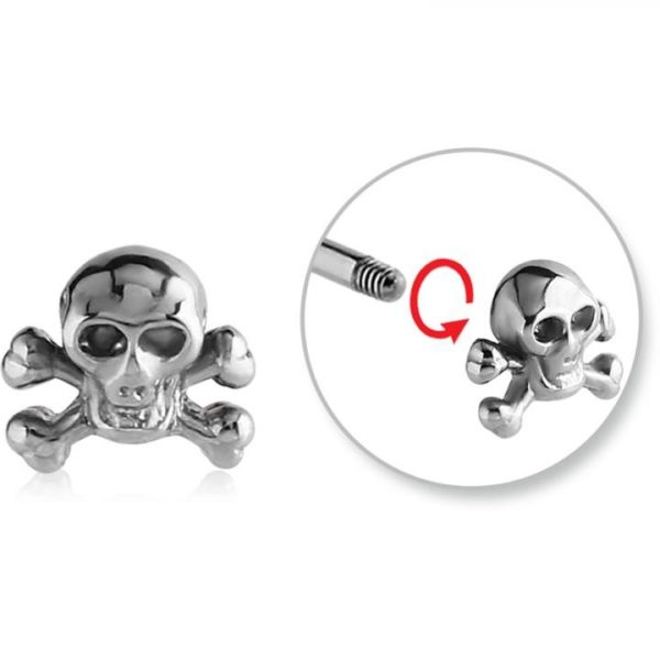 Stahl Piercing Kugel Totenkopf Motiv Verschluss 1.6mm Schraubkugel