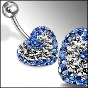Bauchnabelpiercing Herz Multi Kristall Blau/Kristallklar