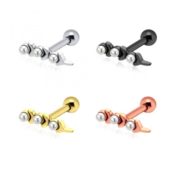 Helix Tragus Piercing Blume Perlen silberfarbig schwarz goldfarbig roségoldfarbig-