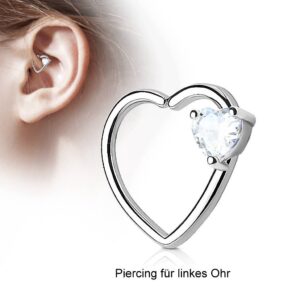 Daith Piercing mit kristall Herz