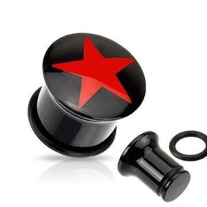 Kunststoff Plug Stern schwarz - rot