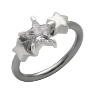 Bauchnabelpiercing Sterne Kristall BCR Piercing Ring