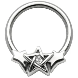 Brustwarzen BCR Ring Pentagramm Klemmring Nippel Piercing