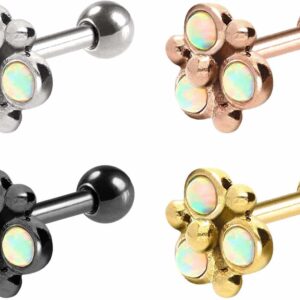 Chirurgenstahl Ohrpiercing BLUME MIT 3 SYNTHETISCHE OPALEN ++SALE++