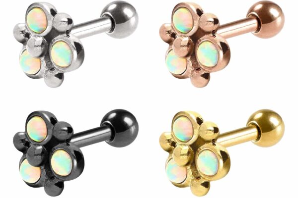 Chirurgenstahl Ohrpiercing BLUME MIT 3 SYNTHETISCHE OPALEN ++SALE++