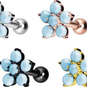 Titan Ohrpiercing mit Innengewinde BLUME + SYNTHETISCHE TÜRKISE