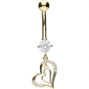 Bauchnabelpiercing 18karat Gold Gelbgold Herzen