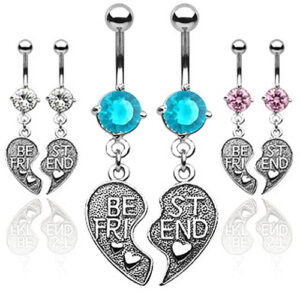 1 Paar Bauchnabelpiercing BEST FRIEND Herz - 2er Set