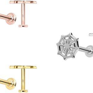 14 Karat Gold Labret mit Innengewinde SPINNENNETZ