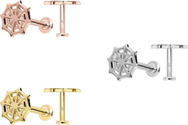 14 Karat Gold Labret mit Push Fit SPINNENNETZ