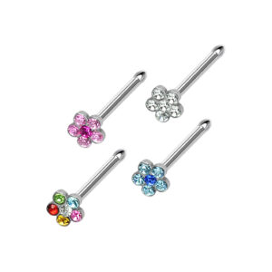 4er Set Nasenpiercing Nasenstecker Strass Blume Chirurgenstahl