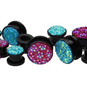 Acryl Plug schwarz BLUMEN ++SALE++