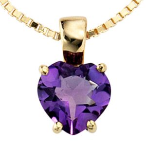 Anhänger Herz 333 Gold Gelbgold 1 Amethyst lila violett Herzanhänger CJ