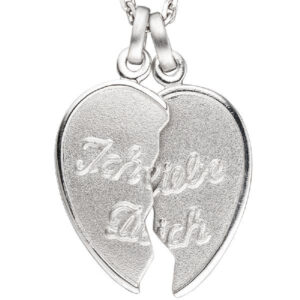 Anhänger Ich Liebe Dich / geteiltes Herz 925 Sterling Silber Partneranhänger CJ