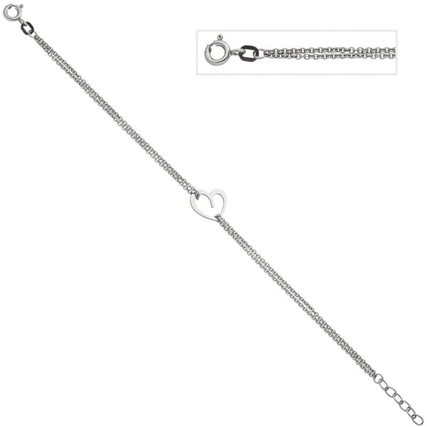 Armband Herz 925 Sterling Silber 19 cm Silberarmband Herzarmband CJ