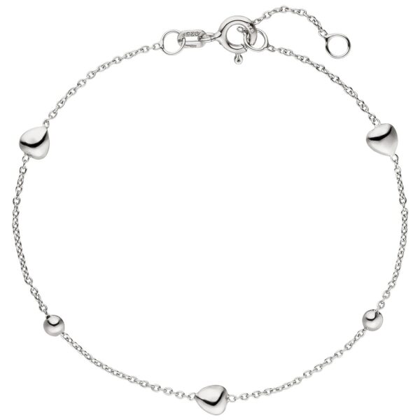 Armband Herz Kugel 925 Sterling Silber 19 cm Silberarmband CJ