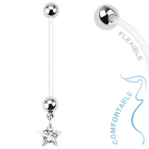 Bauchnabelpiercing Bioflex PTFE flexibel Schwangerschaft Kristall Stern Star Pregnant